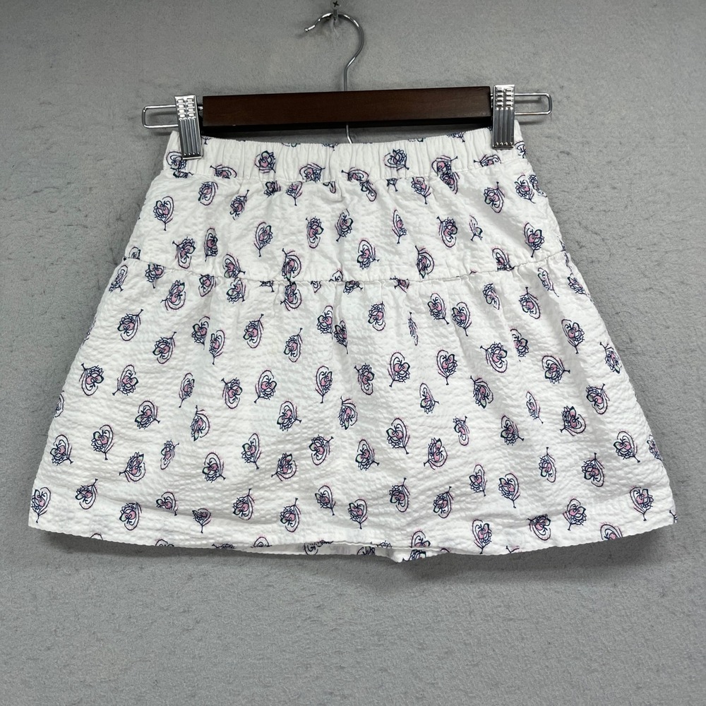 Brooks Brothers Skirt Women M White Paisley Tiered Seersucker Mini Preppy Summer